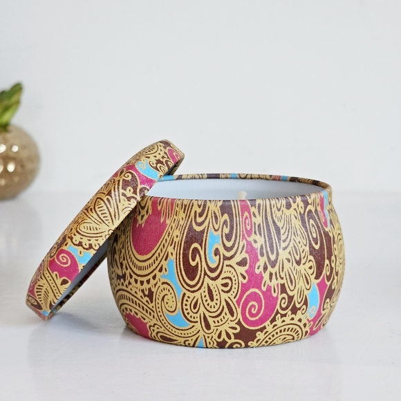 2 New Aromatherapy Bohemian Tin Candles Natural Soy Wax Mediterranean Fig, Lemon - Picture 12 of 12